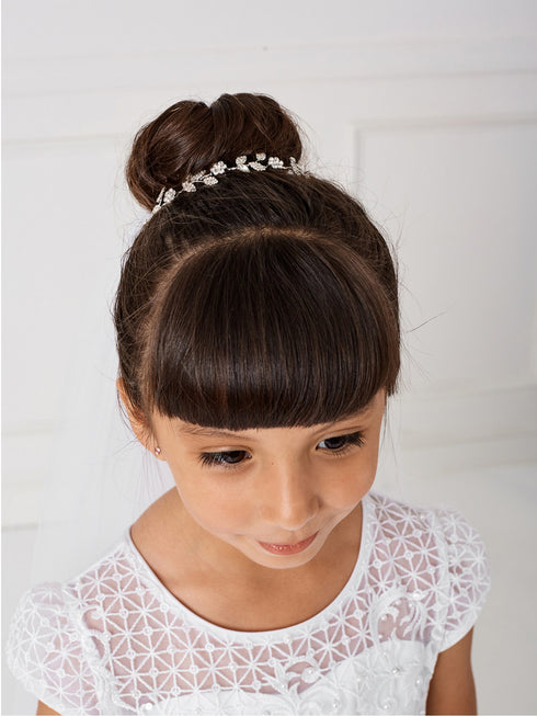 Tip Top Kids Girls White Sparkling Floral Headpiece - SophiasStyle.com